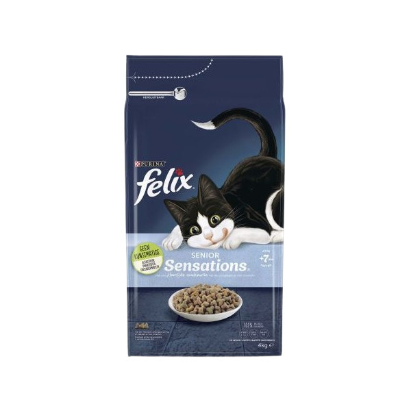 Felix Senior Sensations kip, granen, groentensmaak kattenvoer 2 x 4 kg