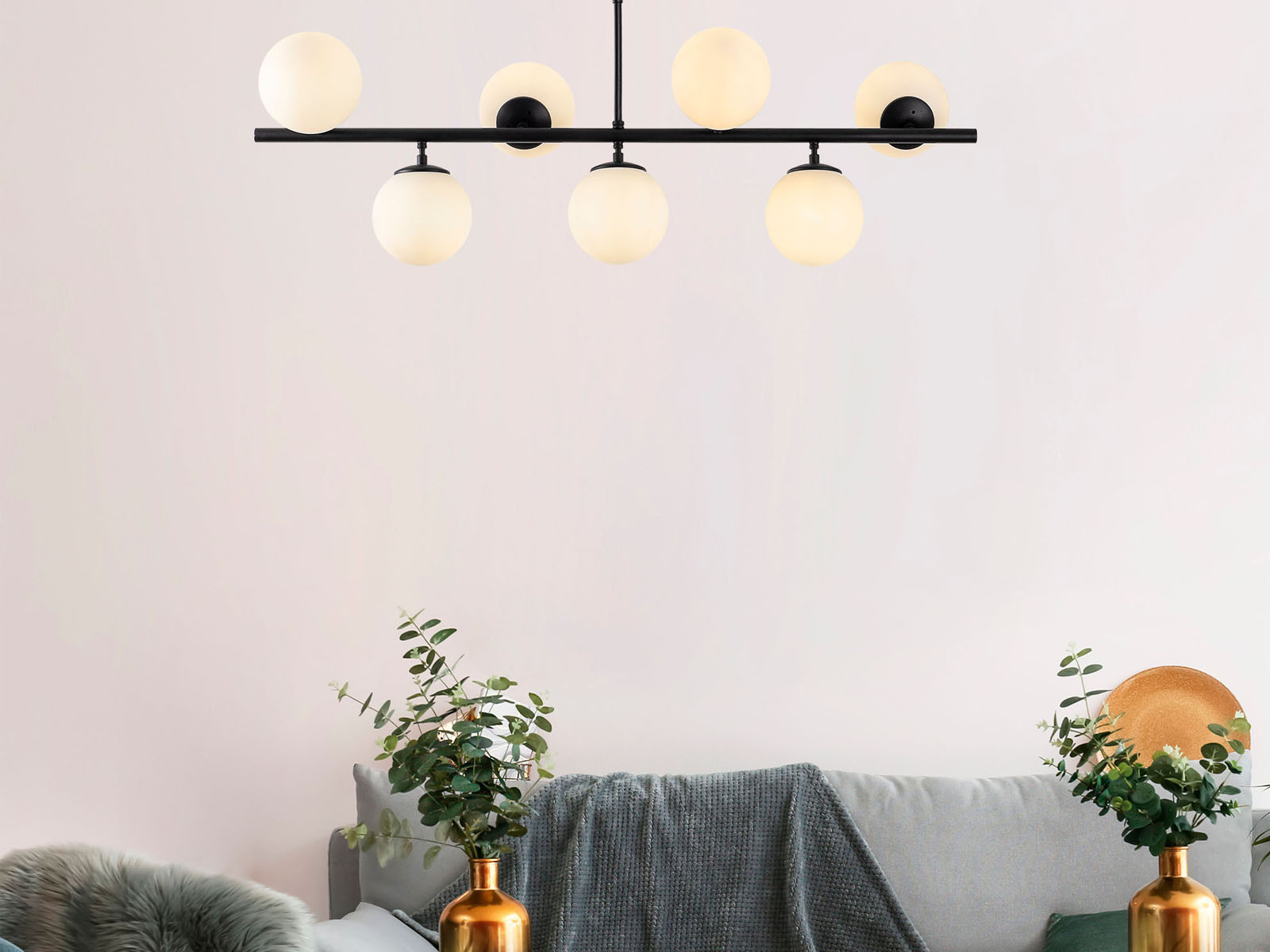 Hanglamp FAROUK 7 lampen zwart