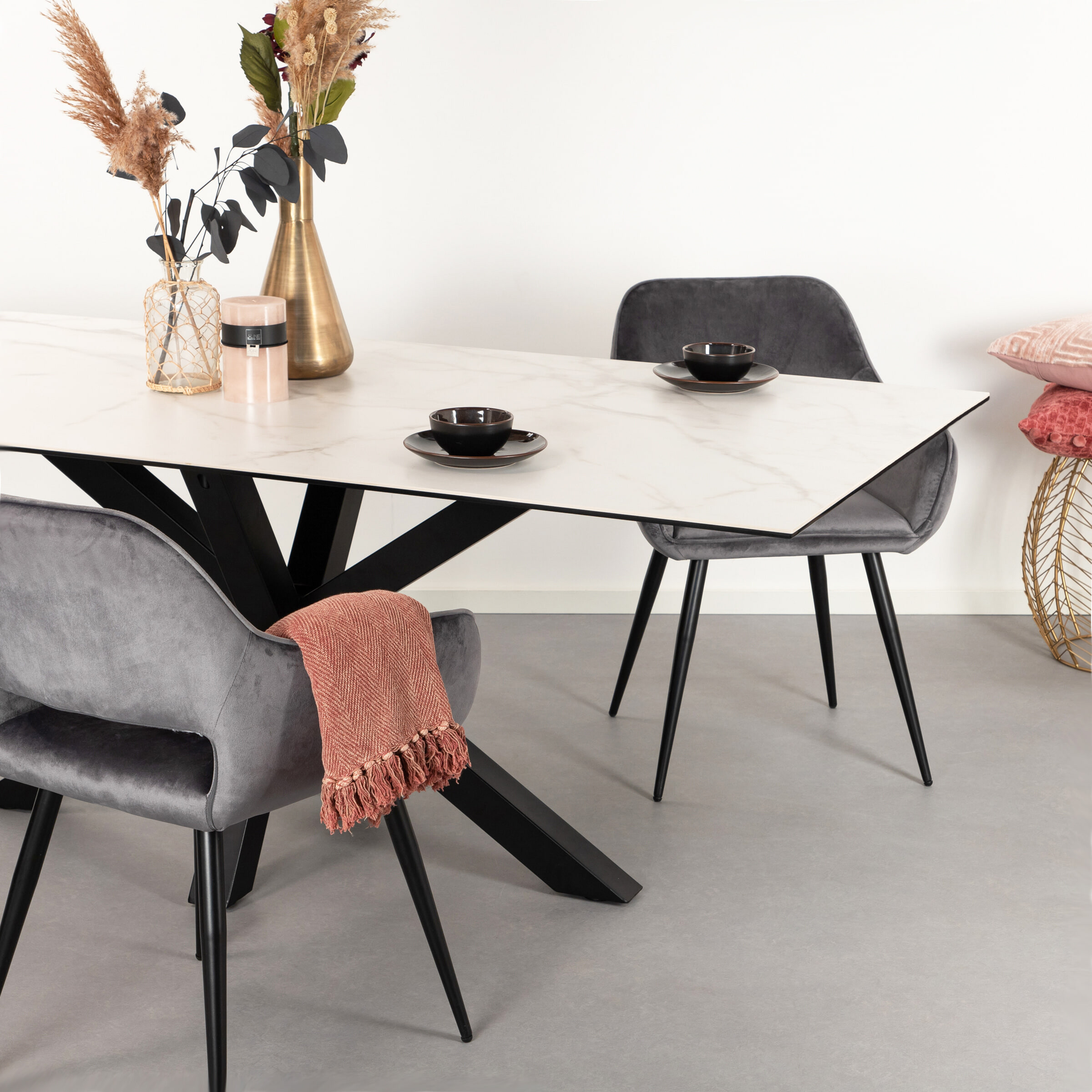 Sohome Eettafel Parker Keramiek met marmerlook - Wit