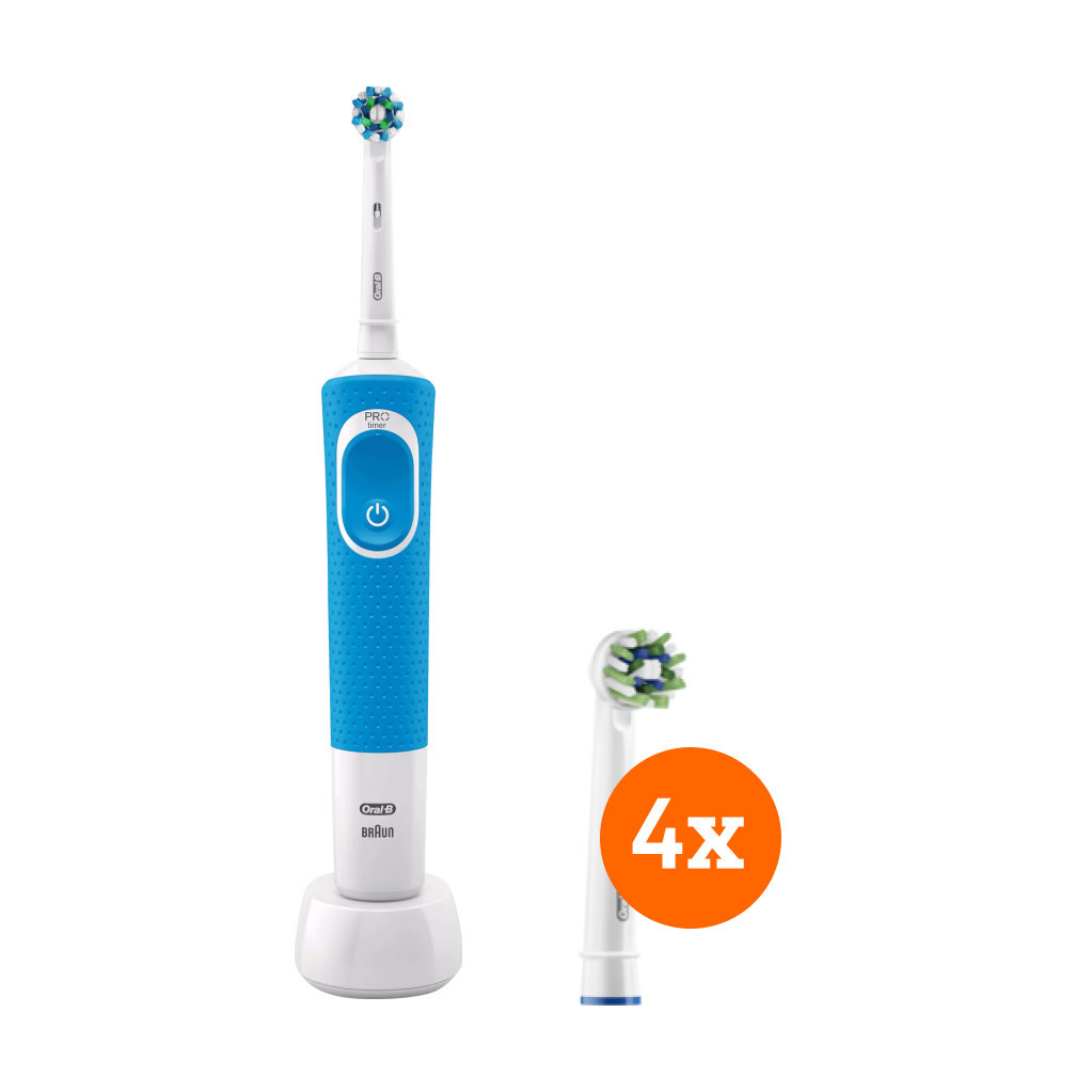 Oral-B Vitality 100 Blauw + CrossAction opzetborstels (4 stuks)