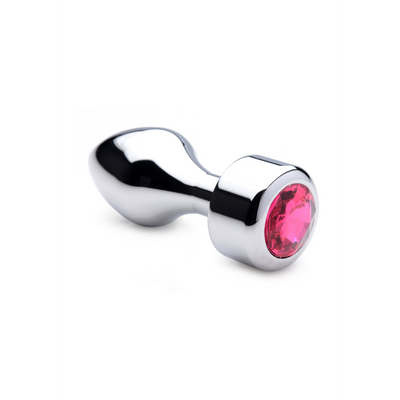 XR Brands Pink Gemstone - Weighted Base Aluminum Plug - Large