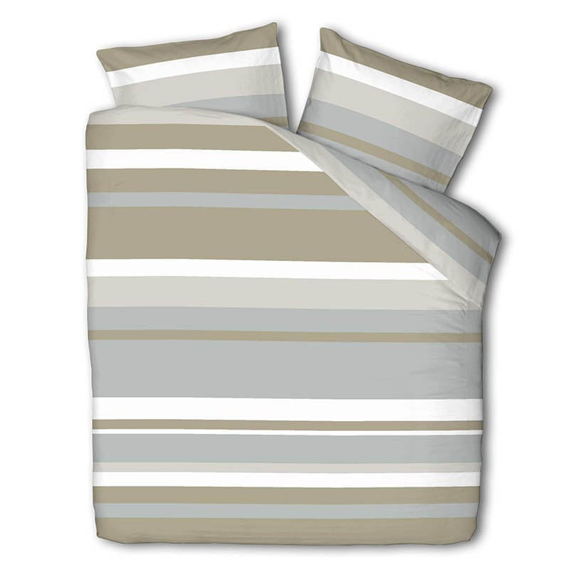 Dekbedovertrek Sandy - Tweepersoons (200x220 cm) - Beige Polyester-katoen - Dessin: Strepen - Luna - Dekbed-Discounter.nl