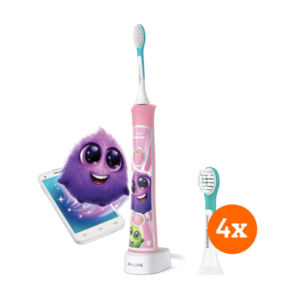 Philips Sonicare for Kids Connected HX6352/42 + Kids opzetborstels vanaf 3 jaar (4 stuks)