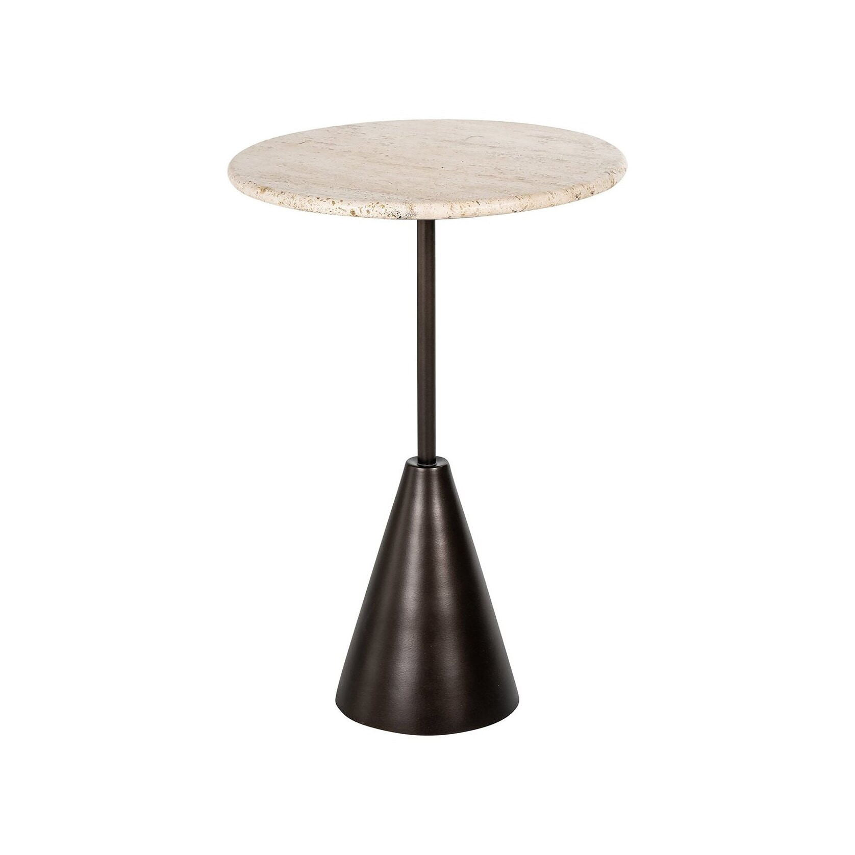 Richmond Ronde Bijzettafel Avalon Travertin, 39cm - Brons