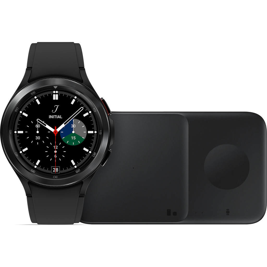 Samsung Galaxy Watch4 Classic 46 mm Zwart + Draadloze Oplader DUO Pad 9W Zwart