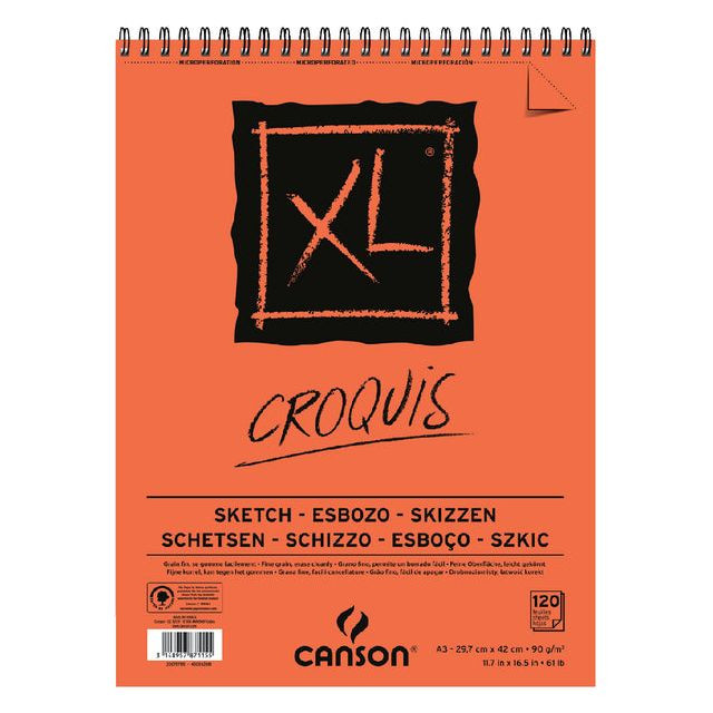 Canson schetsblok XL ft 29,7 x 42 cm (A3), blok van 120 blad