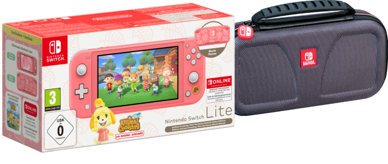 Nintendo Switch Lite Koraal + Animal Crossing + Nintendo Switch Online + Beschermhoes