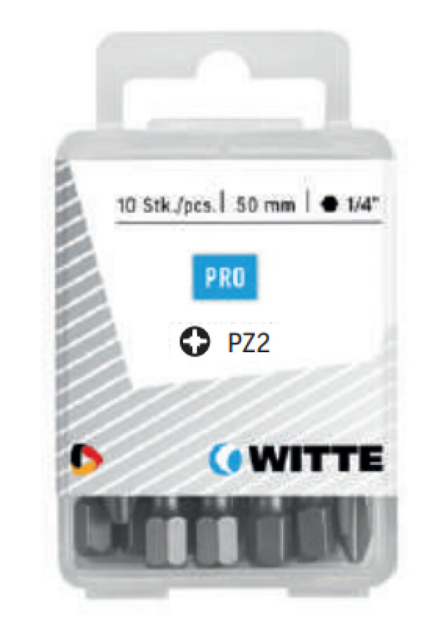 Witte pozidriv bits PRO [5x] - 1/4" - PZ 2 - 50 mm