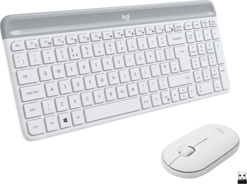 Logitech MK470 Slim Draadloos Toetsenbord en Muis Wit QWERTY