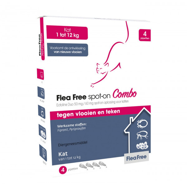 Flea Free Spot-On Combo voor katten 3 x 4 pipetten