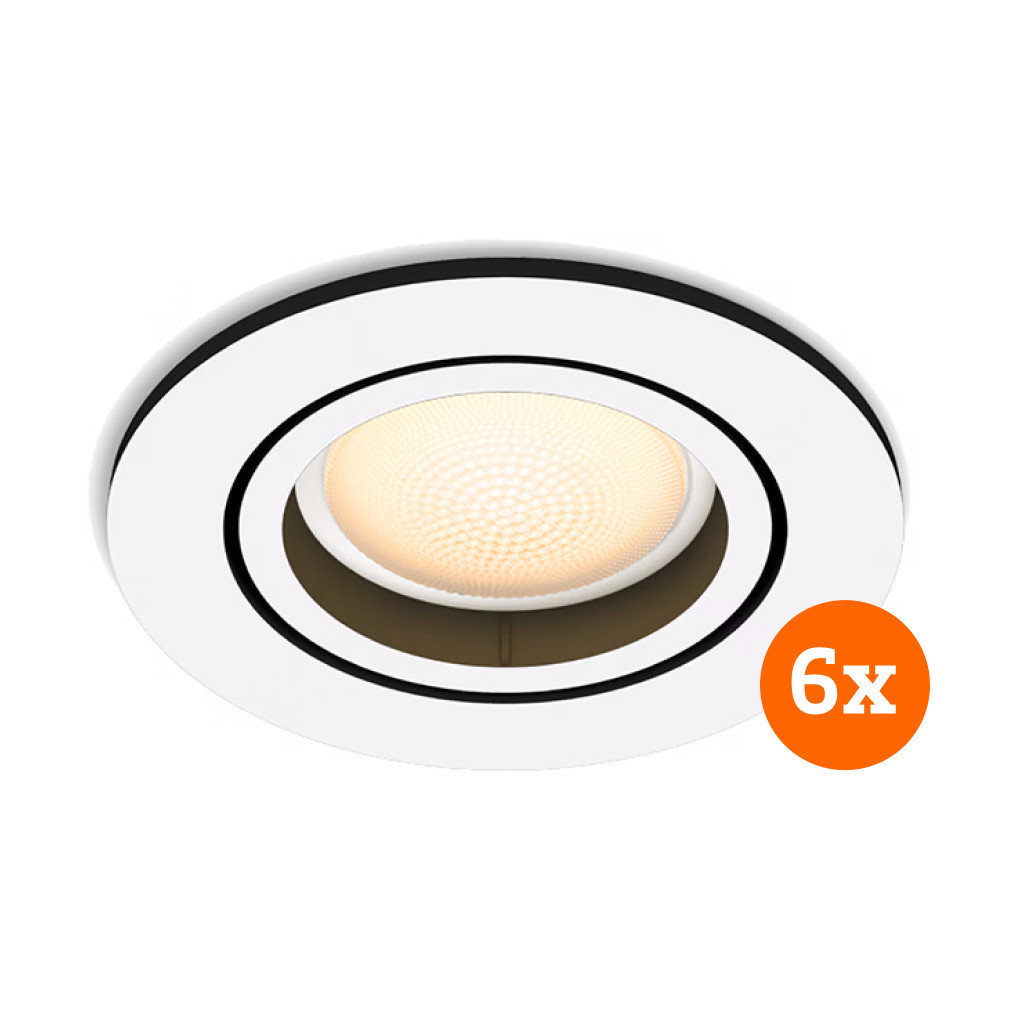 Philips Hue Milliskin inbouwspot White Ambiance rond Wit 6-pack