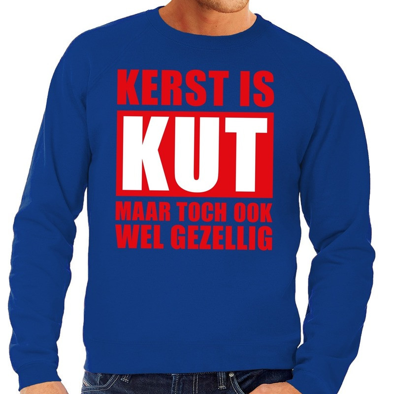 Foute Kersttrui Kerst is kut maar toch gezellig blauw voor heren