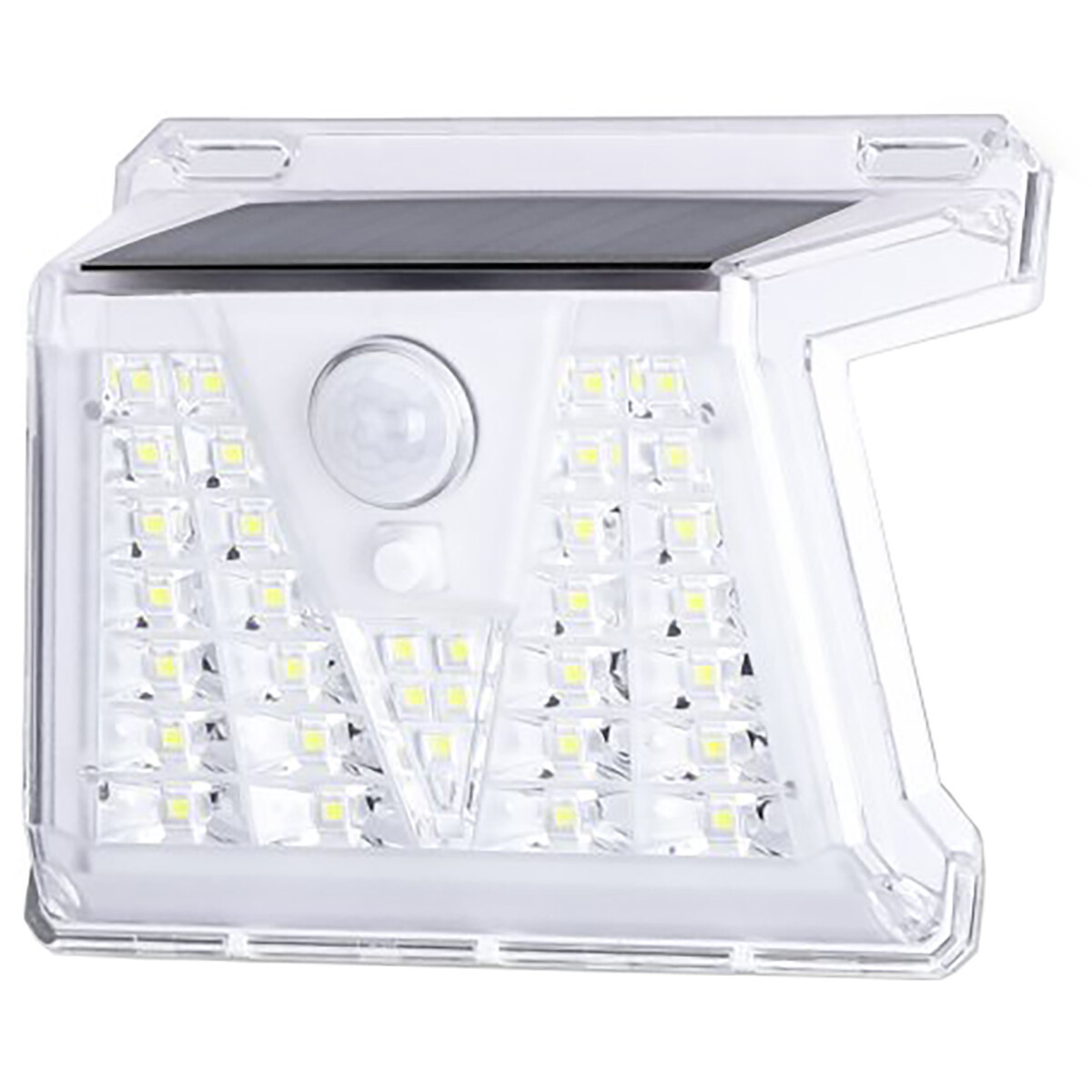 LED Tuinverlichting met Bewegingssensor op Zonne-energie - Wandlamp Buitenlamp - Aigi Yubo - 1.48W - Helder/Koud Wit 6500K - Waterdicht IP65 - Vierkant - Mat Wit - Aluminium