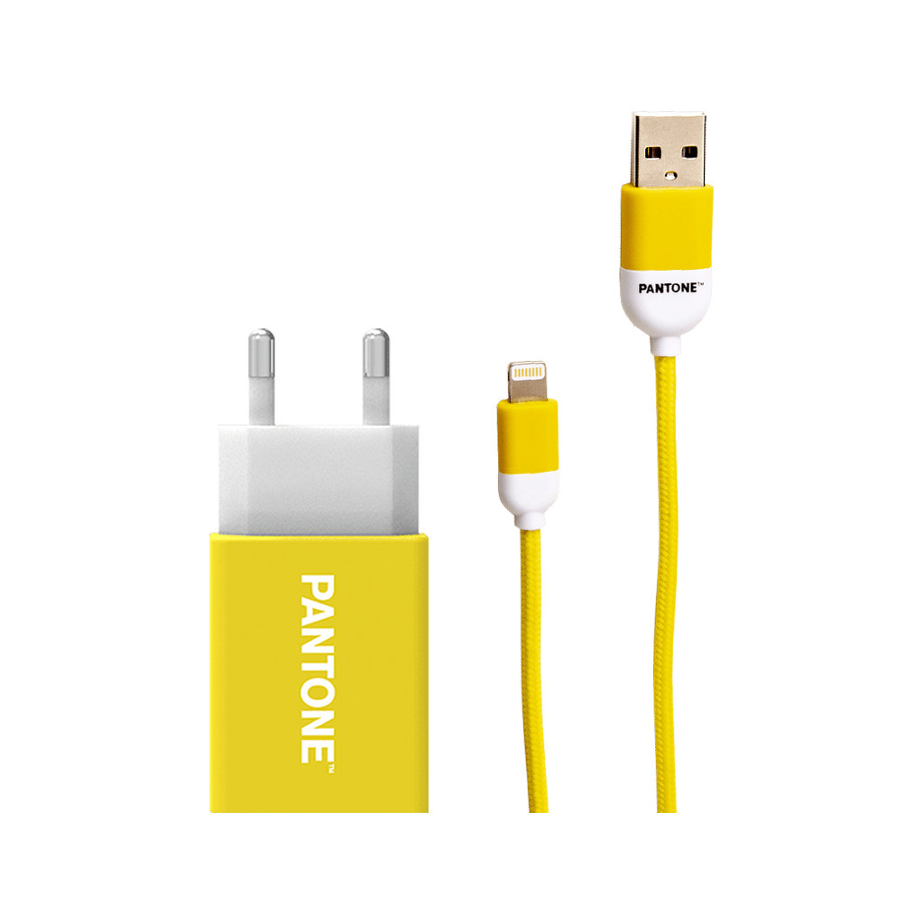 Pantone Oplader 10W + Lightning Kabel 1,5m Nylon Geel