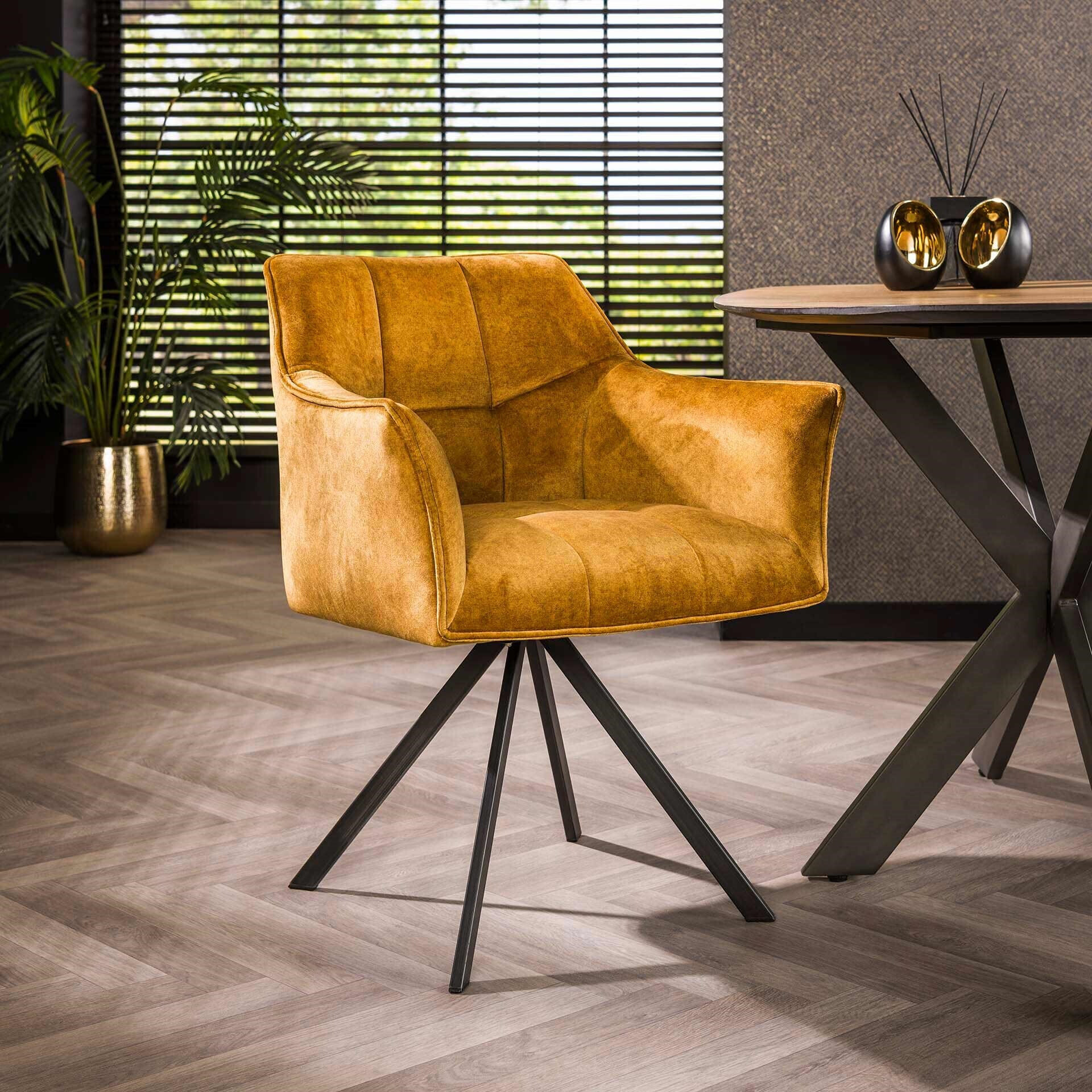 LifestyleFurn Draaibare Eetkamerstoel Thandie Velvet - Goud