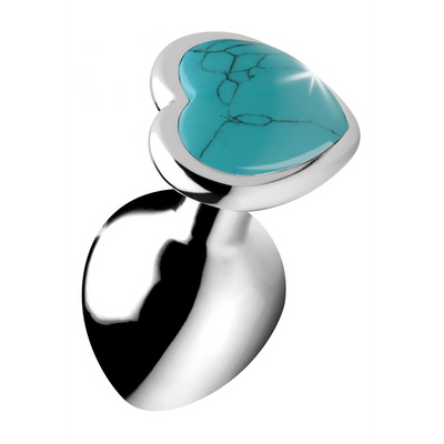 XR Brands Turquoise Heart - Butt Plug - Medium