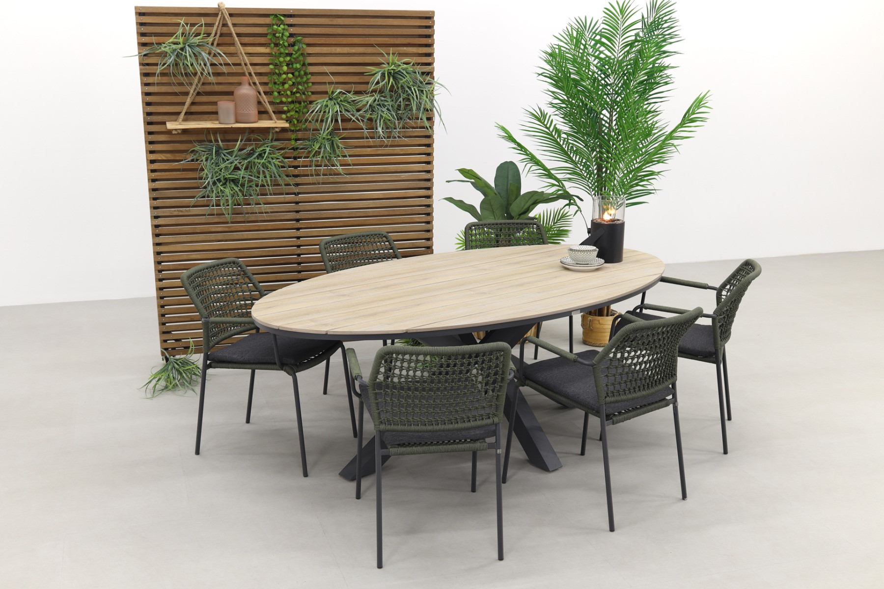 Taste Barista - Groen / Garden Impressions Edison 220 x 115 cm. - ovale tuinset