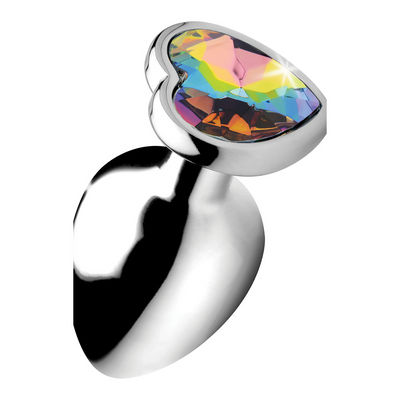 XR Brands Rainbow Prism - Heart Butt Plug - Large