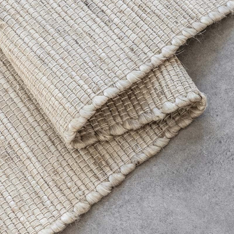 Jute Wol Katoen Vloerkleed Creme - Dhaka - 60x90 cm - Rechthoek - Dekbed-Discounter.nl