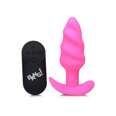 XR Brands Vibrating Silicone Swirl Butt Plug with Remote Control