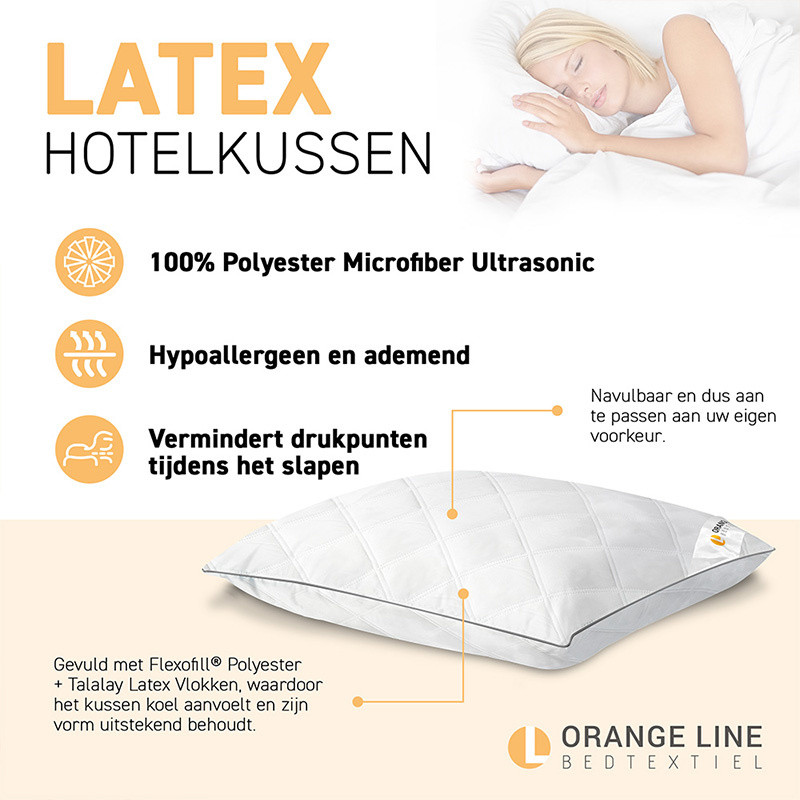 Hoofdkussen Hotel - Latex - Geschikt Voor Zij - En Rugslapers - Dekbed-Discounter.nl