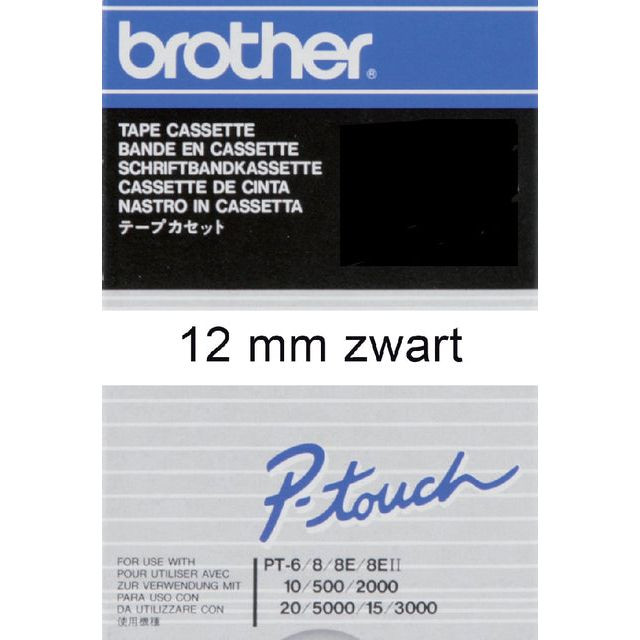 Brother TC tape voor P-Touch 12 mm, zwart op wit