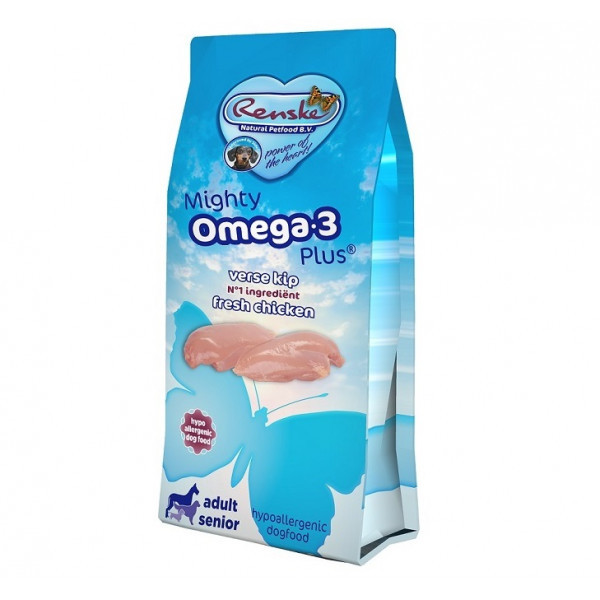 Renske Mighty Omega-3 Plus Adult Senior kip & rijst hondenvoer 3 kg