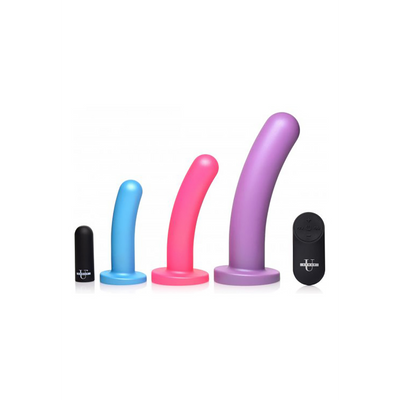 XR Brands Triple Peg - Vibrating Silicone Dildo Set with Remote Control