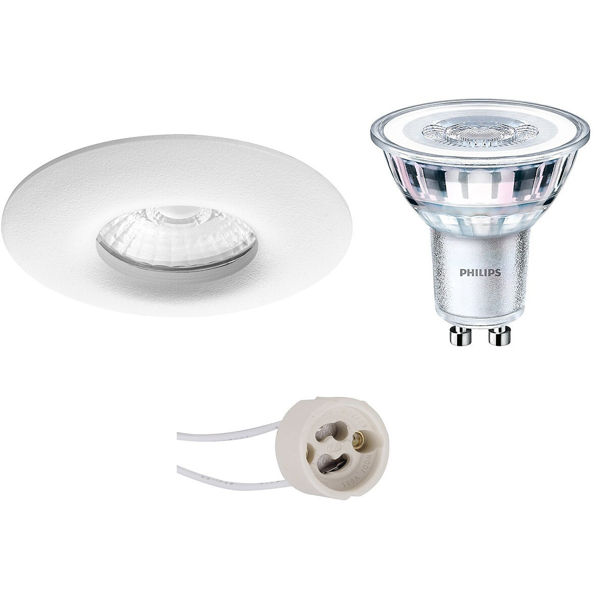 LED Spot Set - Pragmi Luno Pro - Waterdicht IP65 - GU10 Fitting - Inbouw Rond - Mat Wit - Ø82mm - Philips - CorePro 840 36D - 4W - Natuurlijk Wit 4000K - Dimbaar