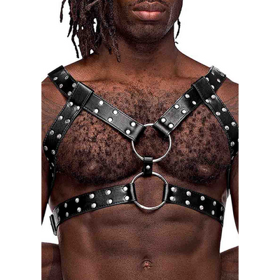 Male Power Gemini - Imitation Leather Harness - One Size - Black