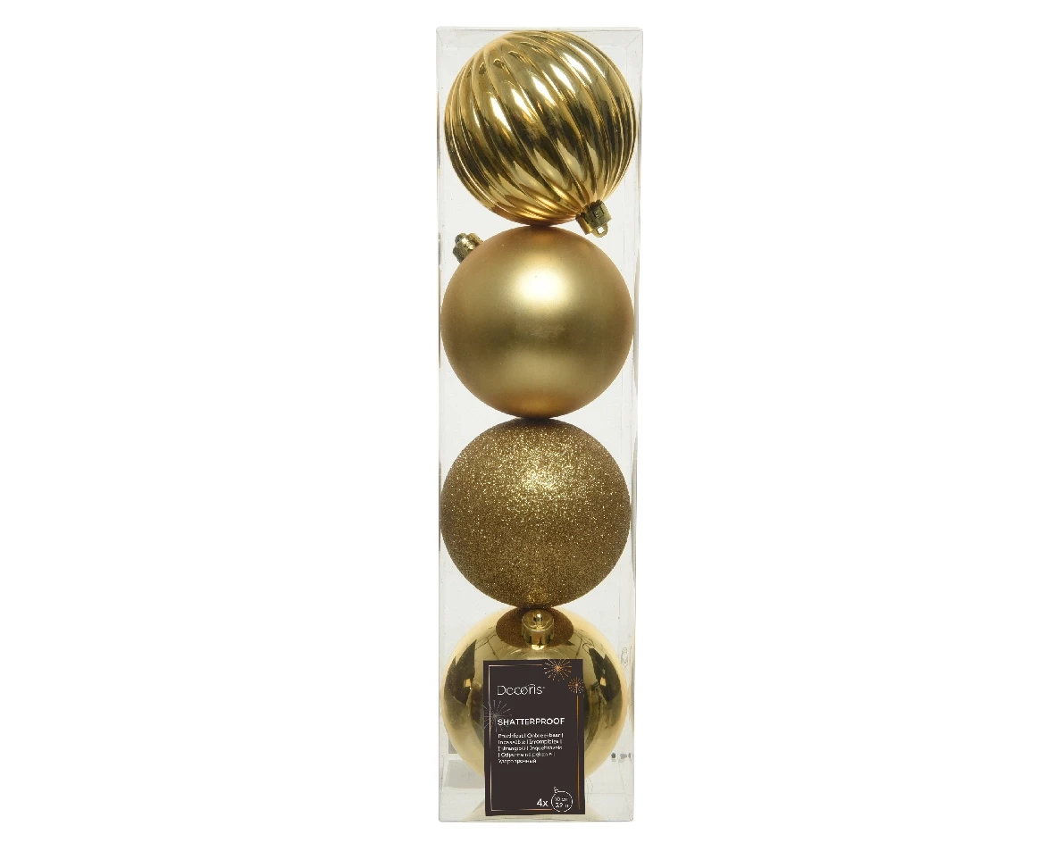 Decoris kerstballen set Plastic 4st licht goud 10cm