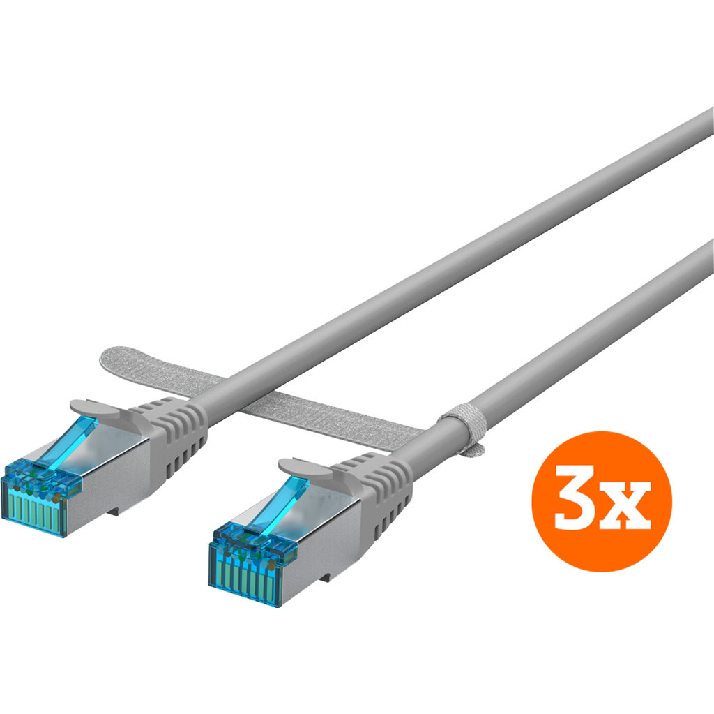 BlueBuilt Netwerkkabel STP CAT6 3 meter Grijs 3-Pack