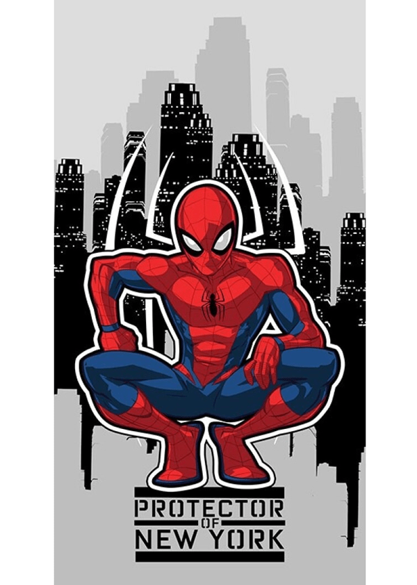 Spiderman handdoek grijs polyester 70 x 140 cm