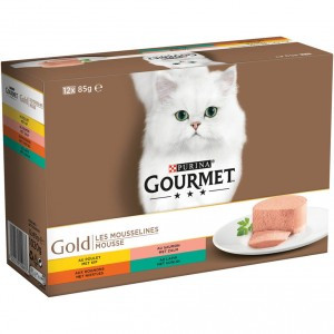 Gourmet Gold Mousse met kip/zalm/niertjes/konijn kat 12-pack 48 x 85 g