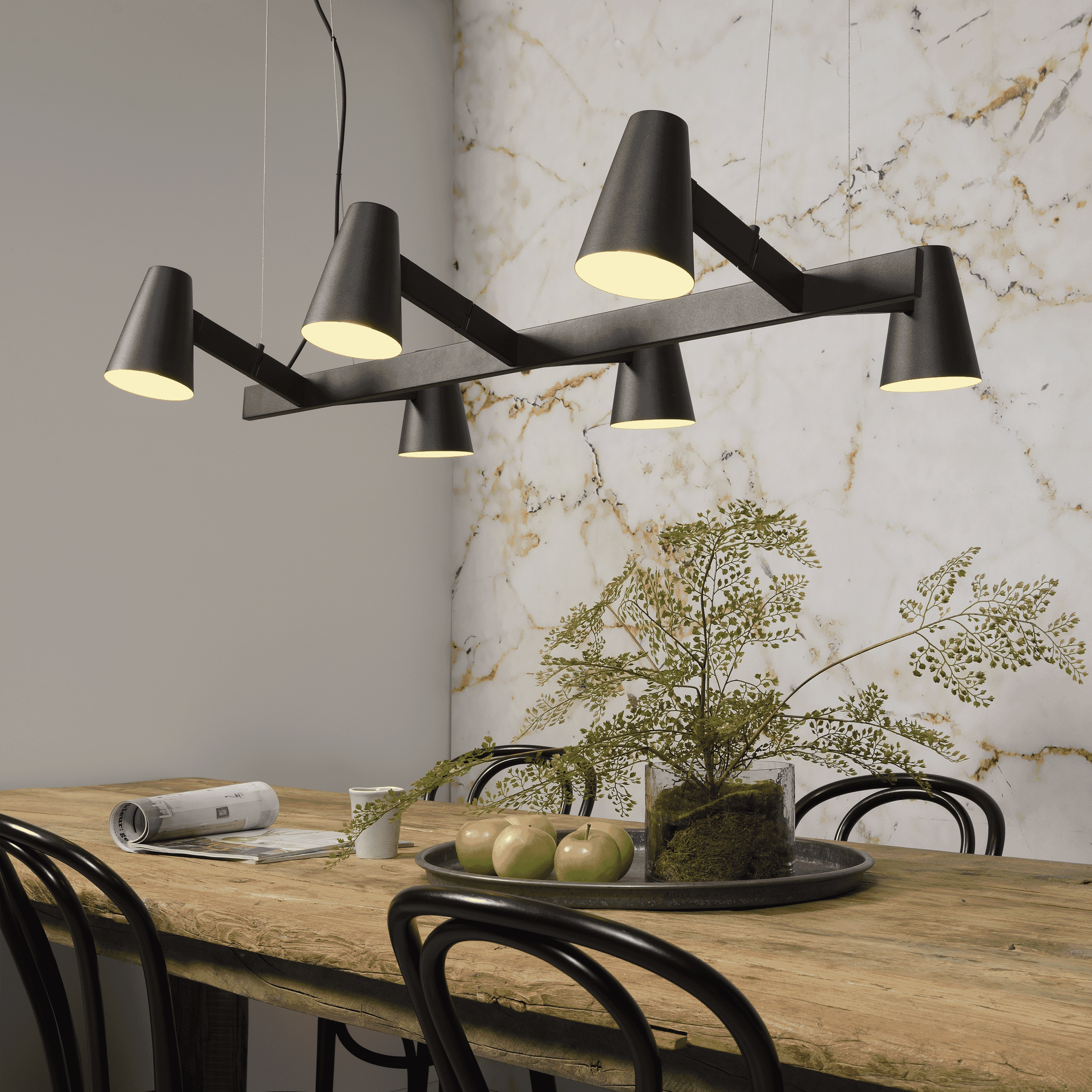 its about RoMi Hanglamp 'Biarritz' Verstelbaar, 6-lamps, kleur Zwart