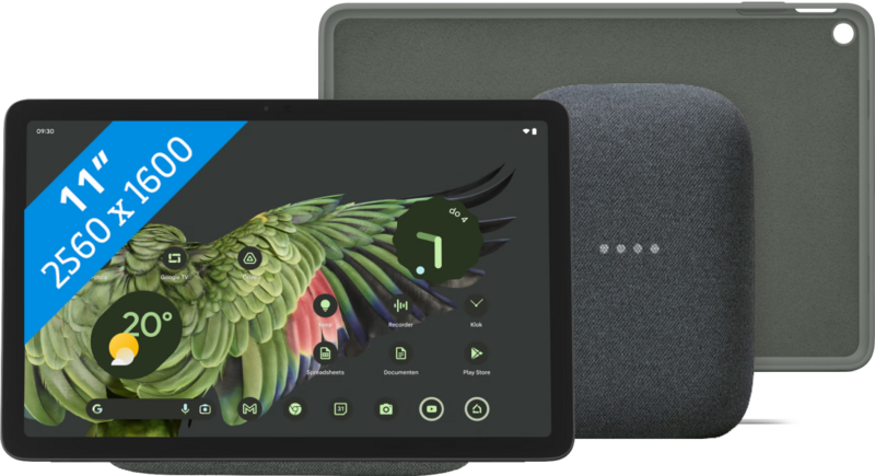 Google Pixel Tablet 256GB Wifi Grijs + Pixel Tablet Back Cover Grijs + Nest Audio Charcoal