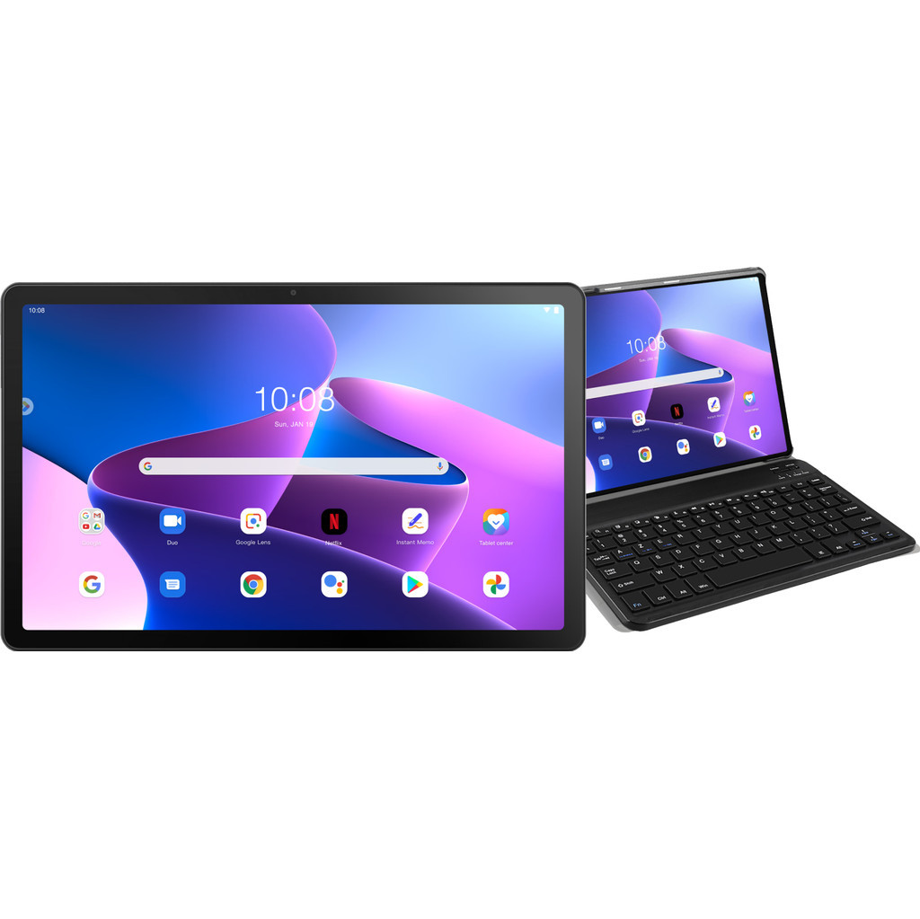 Lenovo Tab M10 Plus (3e generatie) 128GB Wifi Grijs + Just in Case Toetsenbord Hoes QWERTY