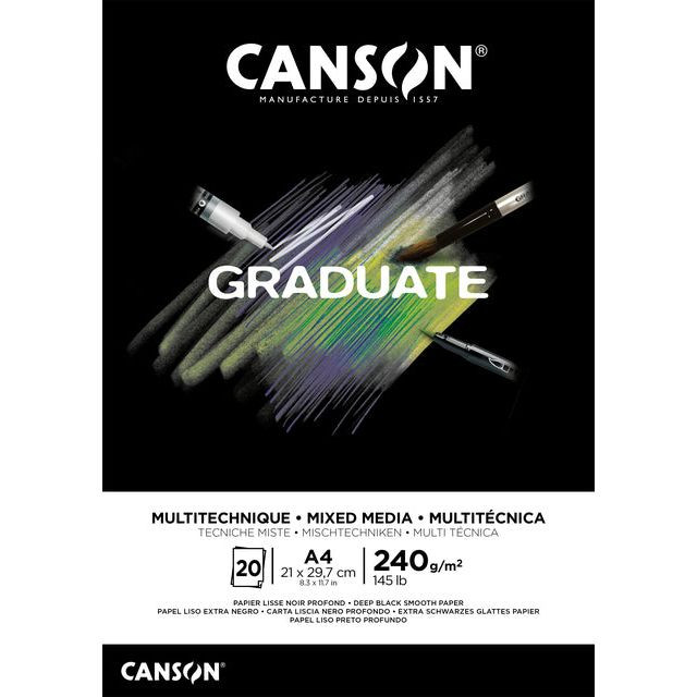 Tekenblok canson grad mixed media bl a4 20v 240gr | 5 stuks