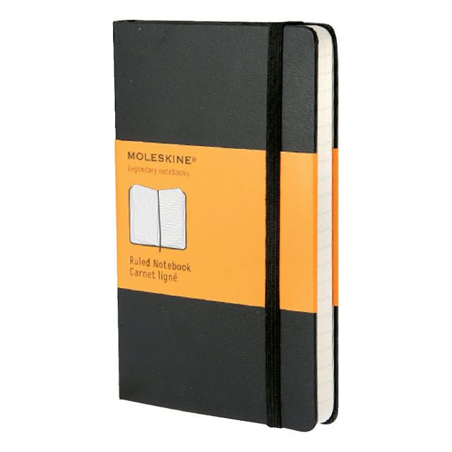 Moleskine notitieboek, ft 9 x 14 cm, gelijnd, harde cover, 192 bladzijden, zwart