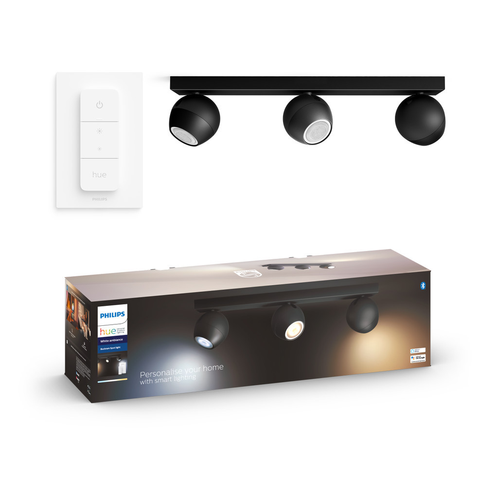 Philips Hue Buckram 3-Spot opbouwspot White Ambiance Zwart