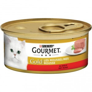 Gourmet Gold Mousse met rund kattenvoer 1 tray (24 x 85 g)