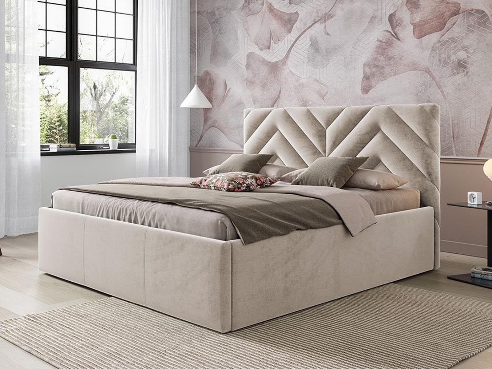 Tweepersoonsbed AZARO 140x200 cm ivoor