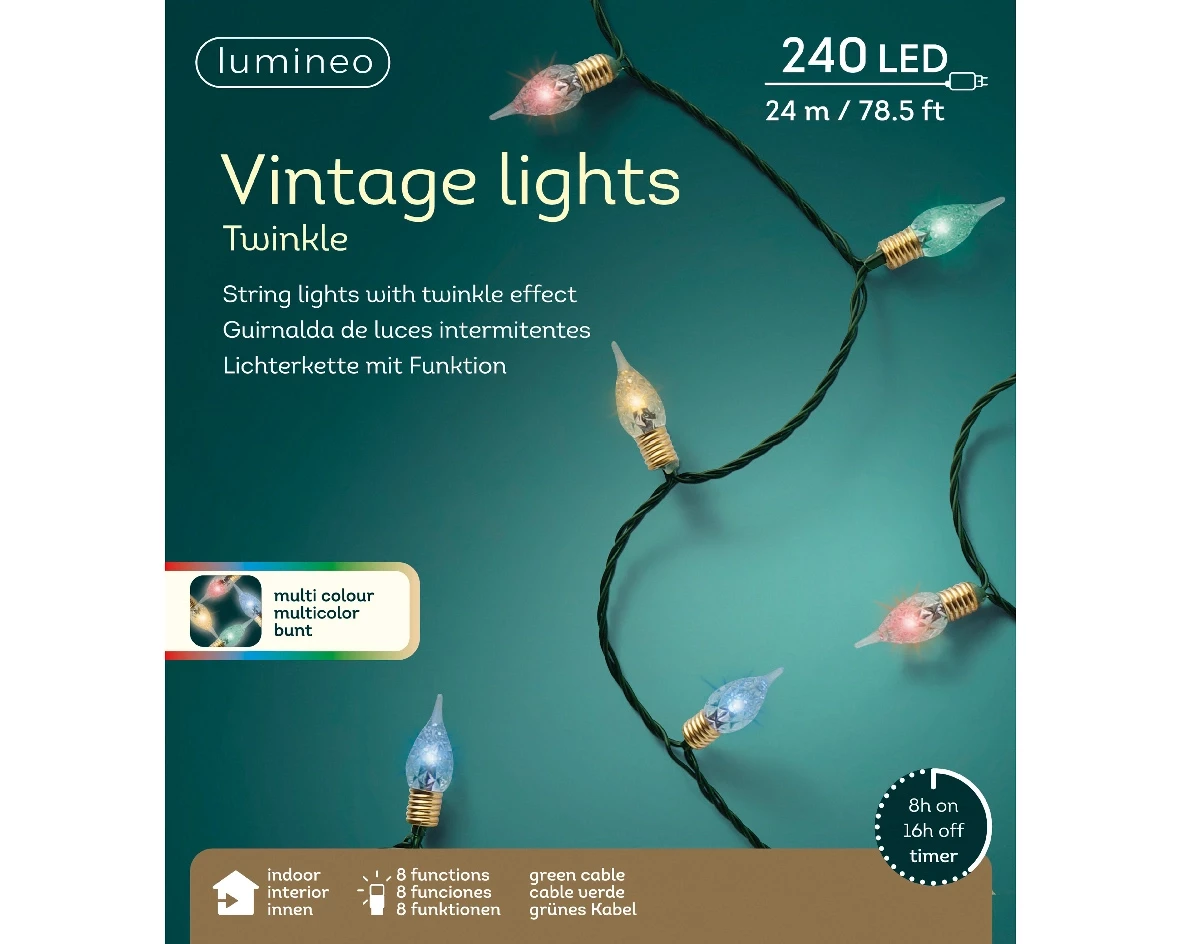 Lumineo 240 Led vintage verlichting 24cm multi