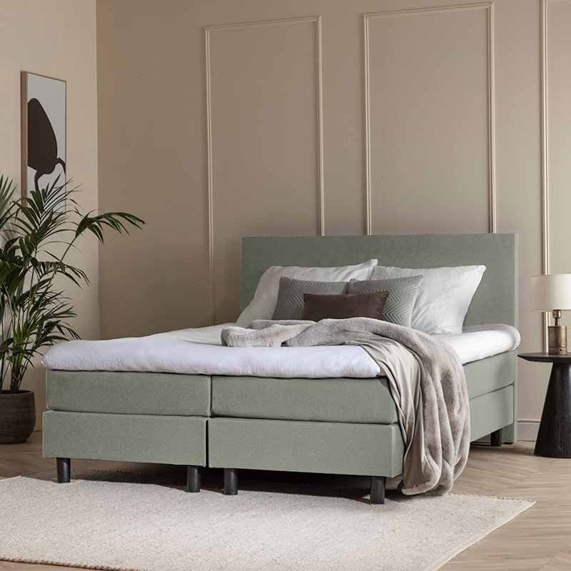 1-Persoons Boxspring Julia Comfort - Zwart & Blauw & Groen & Grijs & Antraciet & Beige 90x210 cm - Pocketvering - Inclusief Topper -