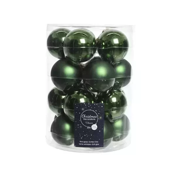 Decoris kerstballen glas 20st Dennengroen 6cm