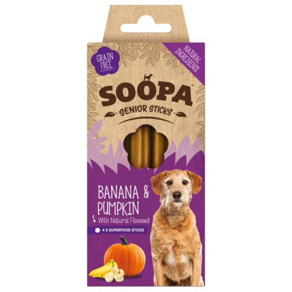 Soopa Dental Sticks Senior met pompoen & banaan voor de hond Per 3