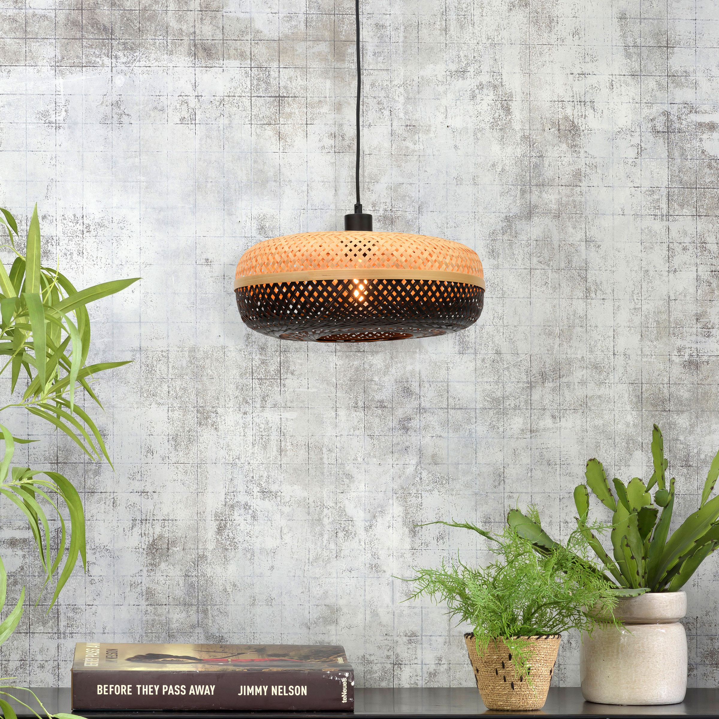 GOOD&MOJO Hanglamp 'Palawan' Small, Bamboe, kleur Naturel/Zwart