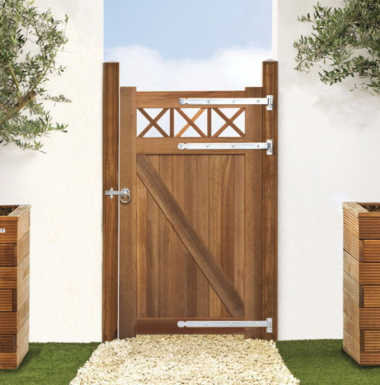 Poort tuinpoort tuindeur trellis Bangkirai hardhout 100x180cm