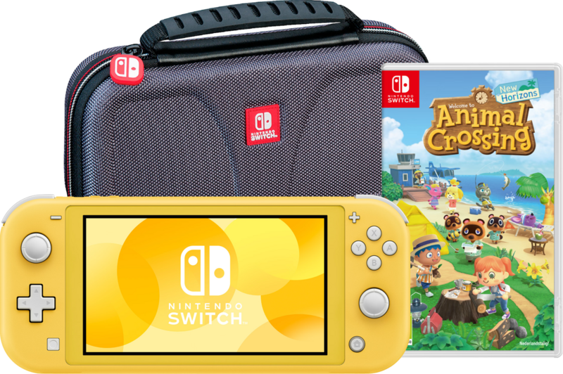 Nintendo Switch Lite Geel + Animal Crossing New Horizons + Bigben Beschermtas