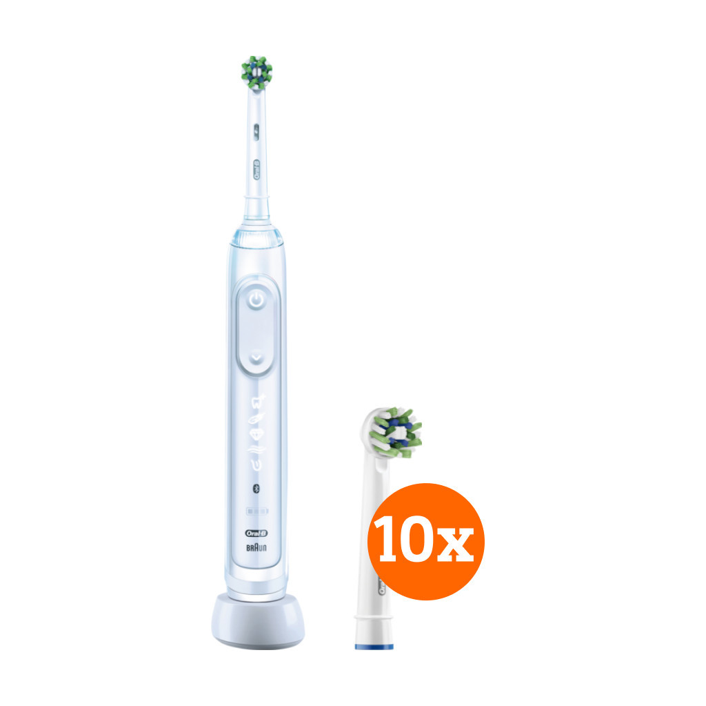 Oral-B Genius X Wit + CrossAction opzetborstels (10 stuks)